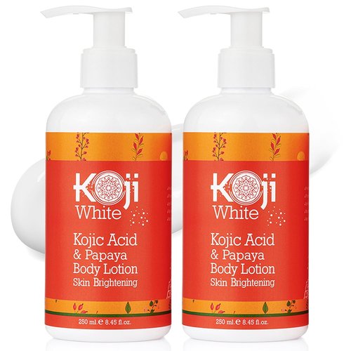 Koji White Kojic Acid & Papaya Body Lotion - Exfoliating Skin Brightening Moisturizer | 8.45 Fl Oz (2 Bottles)