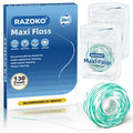 RAZOKO Threader Floss for Braces,Implants,Bridges-130 Count Pre-Measured Strands 2-in-1 Expanding Waxed Dental Floss for Deep Clean,Light Mint Flavored