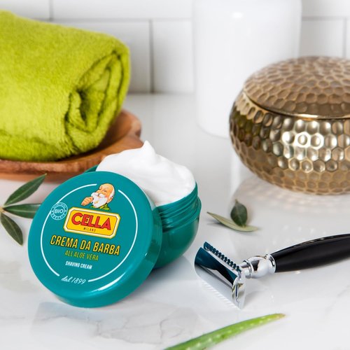 Cella Milano Aloe Vera Shaving Cream Soap - Luxurious Lather & Razor-Glide Protection | 150g, Made in Italy