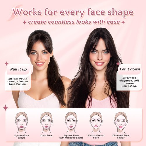 SEGOHAIR Hair Toppers for Women Real Human Hair with Bangs 360°Cover 3D Clips 2.76"x4.33" Breathable Lace Base 11 Inches Lightweight Hairpieces Curtain Bangs Dark Brown