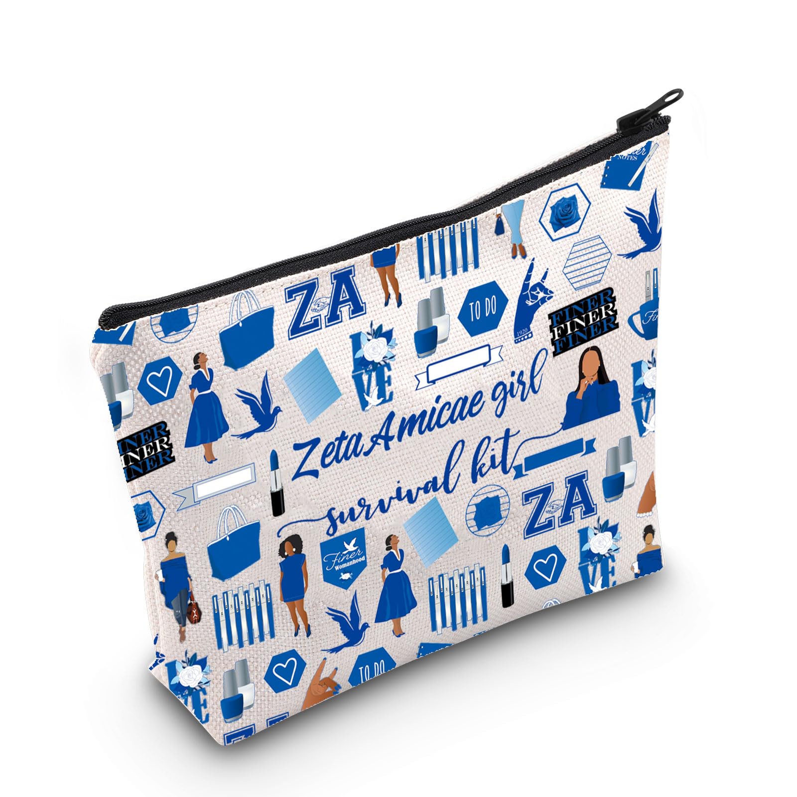 WZMPA 1948 Dove Sorority Paraphernalia Cosmetic Makeup Bag Sorority Sisters Gift Zeta Amicae Girl Survival Kit Makeup Zipper Pouch Bag For Women Girls (Zeta Amicae Girl F)