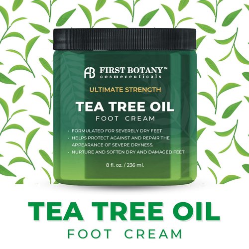 First Botany, Athletes Foot Cream with Tea Tree Oil, Aloe & Spearmint - Hydrates, Softens & Conditions Dry Cracked Feet, Heel and Calluses- Helps Soothe Irritated Skin - 8 oz
