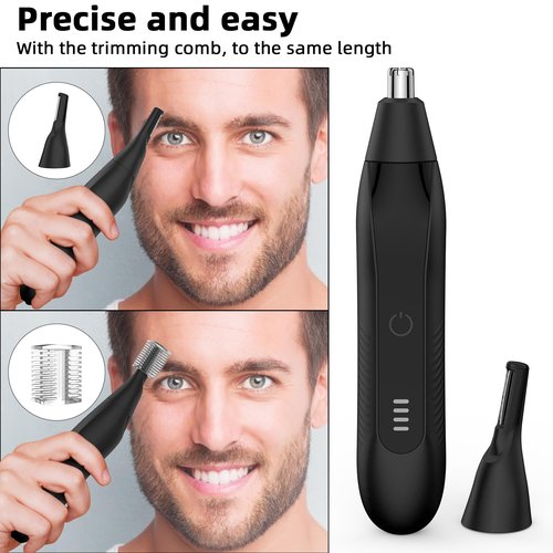 Setonia Nose Hair Trimmers for Men,Rechargeable Eyebrow Trimmer 2 in 1 Painless Multifunctional Ear and Nose Hair Trimmer with Dual Edge Blades Portable Design (Black)