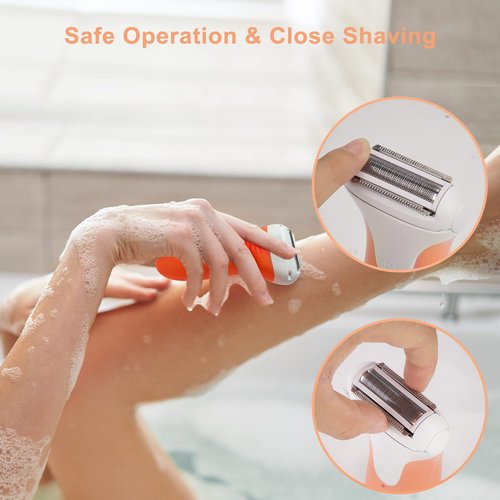 Kokoline Women's Electric Shaver & Trimmer,Wet Dry Painless Razor for Legs,Bikini, Underarms, Hypoallergenic Foil Shaver with Bikini Trimmer,Cordless Waterproof for Shower Travel Gift,coral/bg7y