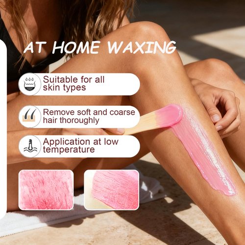AUPERWEL 2lbs Wax Beads, Hard Wax Beads Includes 20 Sticks for Hair Removal and Sensitive Skin, Large Hard Wax for Brazilian, Bikini, Armpits, Face & Body Waxing,Jasmine