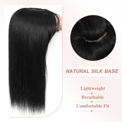 UKLPustar Hair Toppers for Women with Bangs 6.5"x6.5" Large Coverage, Realistic Scalp Hairs Pieces for Women with Thinning Hairs Synthetic Hairs Topper Wiglets Add Hair Volume 16inch