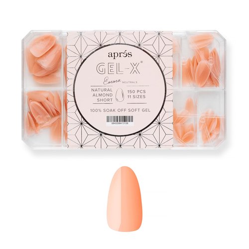 Apres Neutrals Gel-X Emma Box Of Nail Tips, 11 Sizes 00-9, Soft Gel Tip Box (150pcs) (Natural Almond Short, 150)