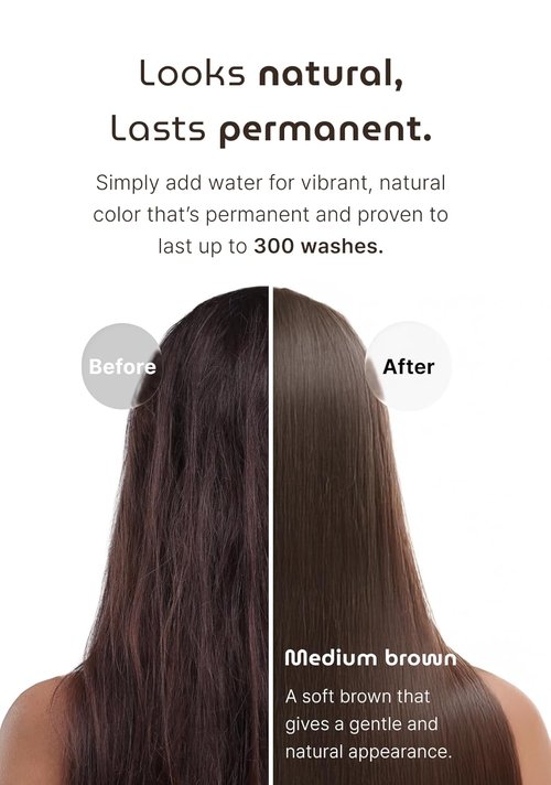 Skiennix Korean Permanent Hair Dye - Plant-Based Powder Color Kit for Gray Coverage | Medium Brown (3 Packets)