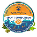 STREAM2SEA SPF40 Unscented Mineral Sport Sunscreen in Tin with EcoSafe Zinc for Face & Body, Natural Organic Biodegradable Coral Reef Safe Sunscreen, Travel Size, Mineral Based, 2.8 oz