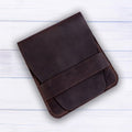Leather Manicure Set Case Grooming Kit Organizer (Dark Brown)