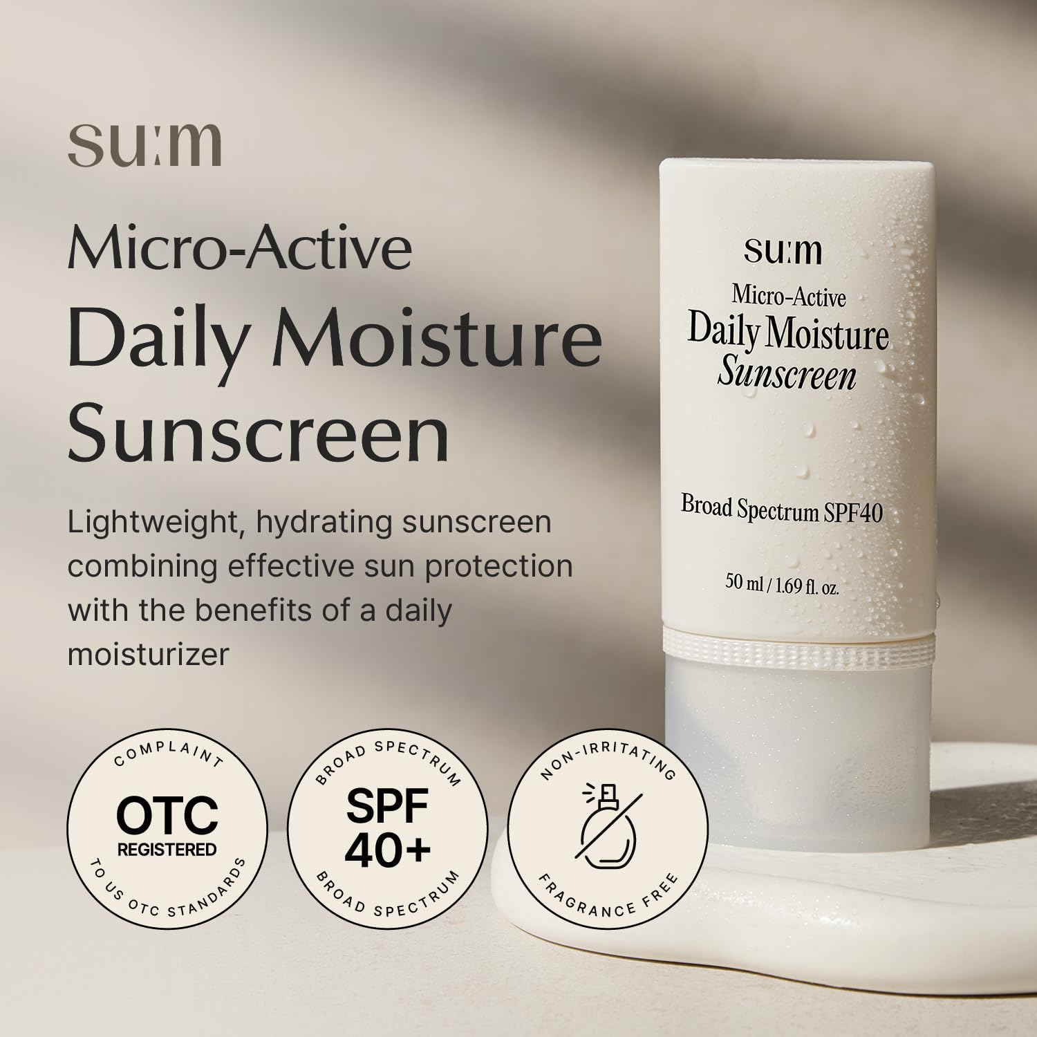 SU:M Micro-Active Daily Moisture Sunscreen - SPF 40 Korean Skincare for Hydration & UV Protection (1.69 fl oz)