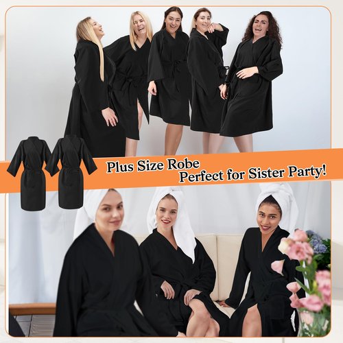 Toulite 4 Pcs Salon Client Gown Robes Cape Hair Salon Black Smock Client Gown Cape with Adjustable Tie for Hair Cutting(Two Pocket, X-Large)