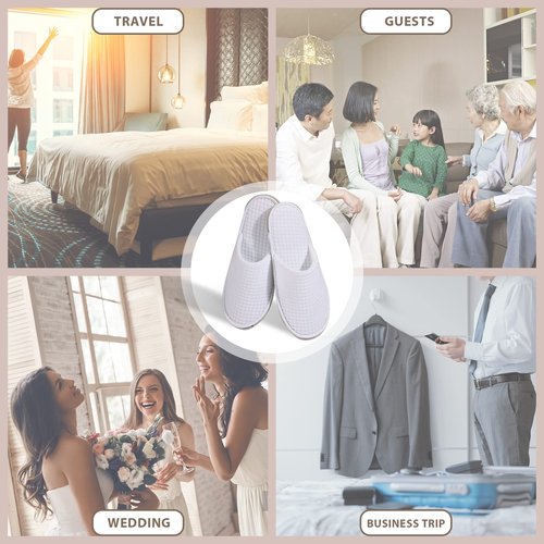 Anmerl 10 Pairs Disposable Hotel Slippers - Bulk Guest House Shoes for Spa, Wedding, Travel, Universal Size, Non-Slip, Washable with Individual Packaged