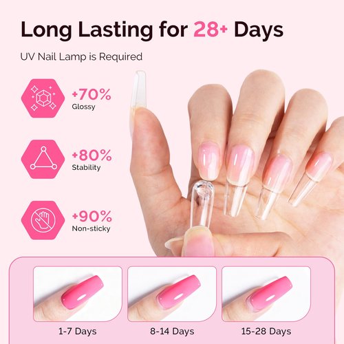 MelodySusie Solid Builder Nail Gel 3D Gel Nail Art 4 in 1 Non-Sticky for Extension UV Glue for Acrylic Nails Clear 60ML