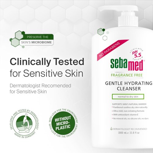 SEBAMED Gentle Hydrating Cleanser - Fragrance-Free pH 5.5 Formula for Sensitive Skin | 33.8 Fl Oz (1 L)