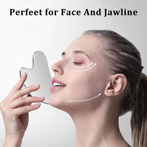 PICKBEAU Stainless Steel Gua Sha Facial Tools for Face, Metal Wrinkle & Anti-Aging Devices Gua Sha Tighten Skin Massage Guasha Beauty Tool for Body Eyes Neck Massager Skin Care