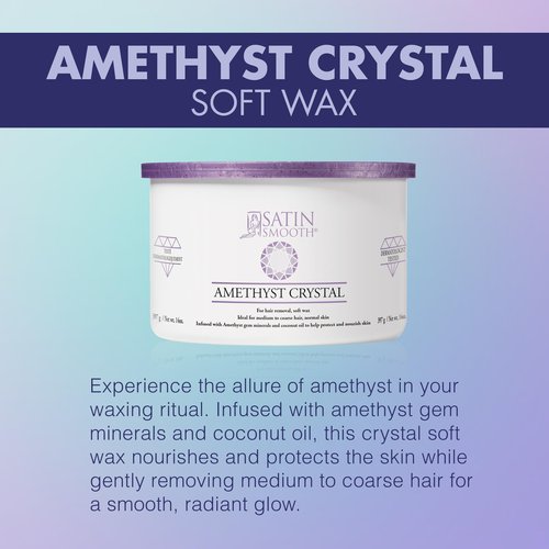 Satin Smooth Amethyst Crystal Soft Wax, Hair Removal Wax for Medium to Coarse Hair, Facial Waxing, Smooth & Long-Lasting Results, 14 oz, 1-Pack