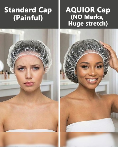 Aquior Disposable Shower Caps - 100 PCS Large Waterproof Plastic Bath Caps for Hair Care | Travel Essentials