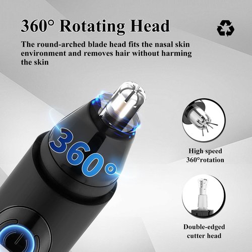 Nose Hair Trimmer for Mens and Women- 2025 Professional Painless Eyebrow & Facial Hair Trimmer for Men Women, Battery-Operated Trimmer with IPX7 Waterproof, Dual Edge Blades for Easy Cleansing Black