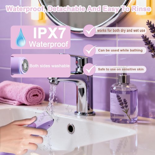 Bikini Trimmer Electric Razors for Women, Rechargeable Pubic Body Hair Trimmer 2-in-1 Electric Shaver for Legs Body Hair, Bikini Shaver (Purple)