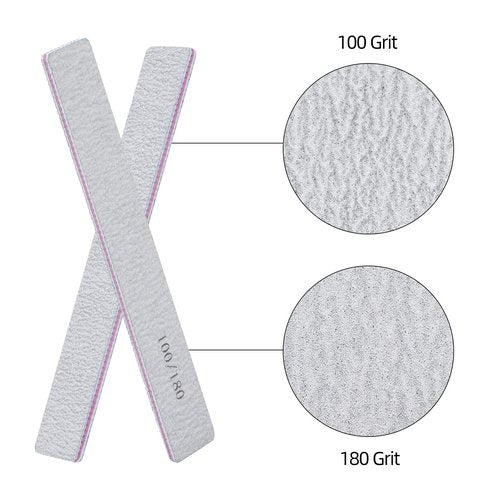 50 Pcs Nail Files for Acrylic Nails 100/180 Grit Double Sides Emery Boards Fingernail Files, Professional Nail Buffering Files