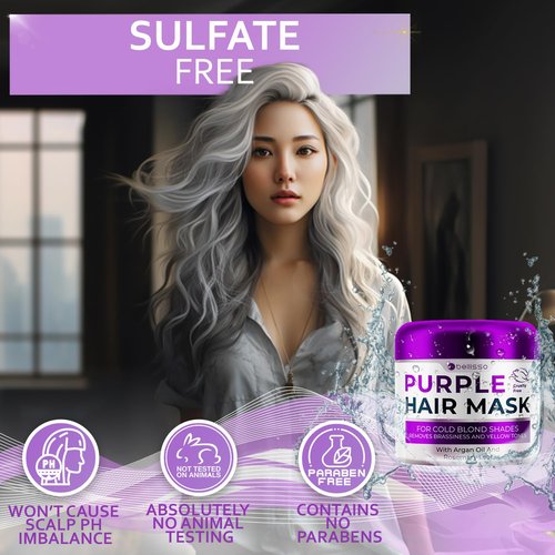 Purple Hair Mask by [Brand Name] - Deep Conditioner & Toner for Blonde, Brassy Hair - Hydrating Repair for Damaged Hair