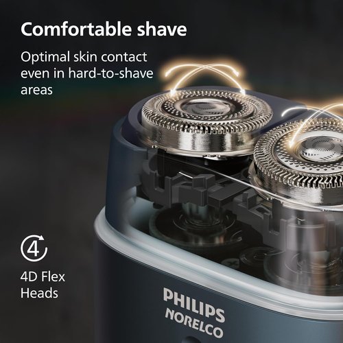 Philips Norelco Shaver 700 Series - Compact Electric Shaver with Dual Steel Precision Blades & 4D Flex Heads | Wet & Dry Shave, Travel Case, Model S794/94
