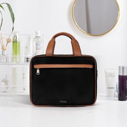 Telena Travel Toiletry Bag for Women with Hanging Hook, Water-resistant Cosmetic Bag Travel Organizer for Accessories, Toiletries, Shampoo