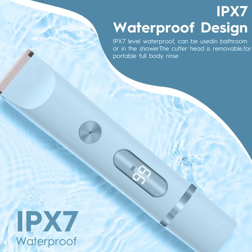 2-in-1 Women's Electric Shaver & Bikini Trimmer – IPX7 Waterproof for Face, Legs, Underarms – Wet/Dry Use – Cordless Hair Removal for Sensitive Skin (Blue)
