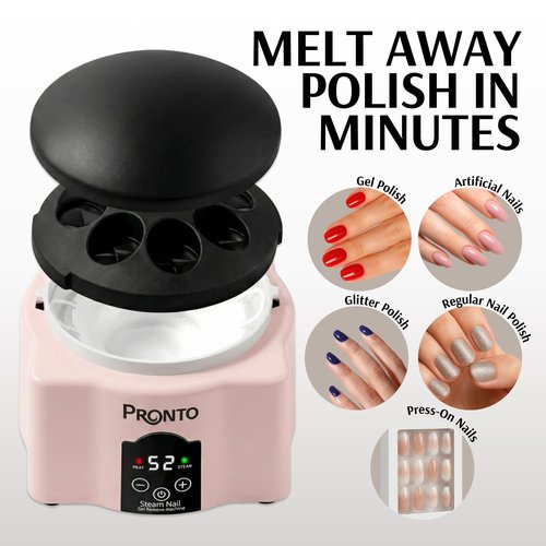 Pronto Electric Nail Soaking Bowl, Nail Steamer for Acrylic, Dip and Gel Removal, Acetone Steamer Nails Soak Off and Nail Polish Remover Machine for Gel Nail Polish Acrylic Steamer Remover, Pink