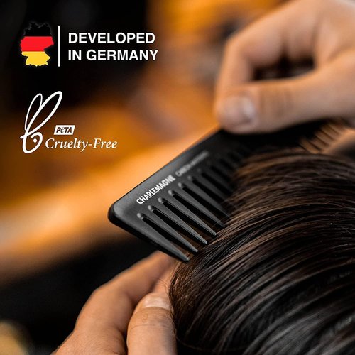 CHARLEMAGNE Hair Styling Comb & Sea Salt Spray Set for Men | 19CM Comb & 200ML Spray