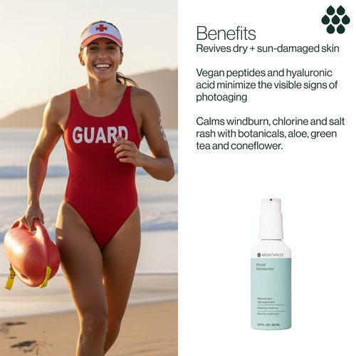 Dermasport Face Moisturizer for Athletes, Hydrating Facial Lotion with Hyaluronic Acid & Vitamins A + C, Non-Greasy Daily Moisturizer for Men & Women, Anti-Aging Face Cream for Dry & Sensitive Skin