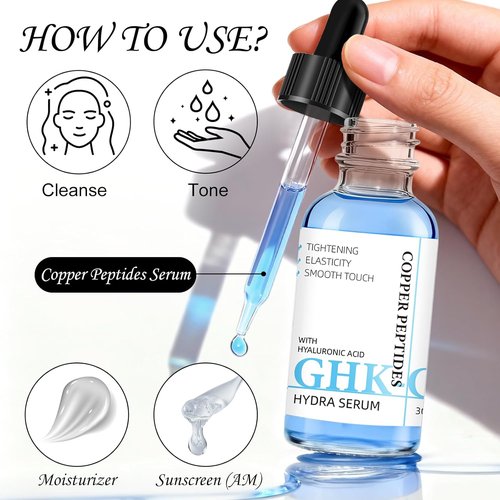 GHK-Cu Copper Peptide Facial Serum - Lightweight Moisture-Balancing Hydration with Hyaluronic Acid | 1 fl oz