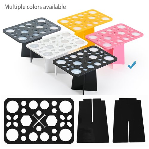 Luckyiren Brush Drying Rack, Brushes Dryer, Collapsible 28 Slot Acrylic Brush Holder Stand Tree Tray Support Display for Makeup Lovers Artist Nail Paint Brushes, Grey