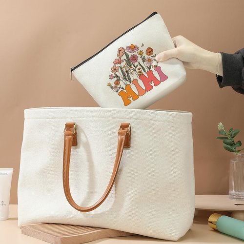 Retro Flower Mothers Day Birthday Gifts for Mimi Funny Grandma Gifts from Granddaughter Makeup Bag Cosmetic Bag Retirement Wedding Anniversary Appreciation Gifts for Women Grandma Nana Grandmother