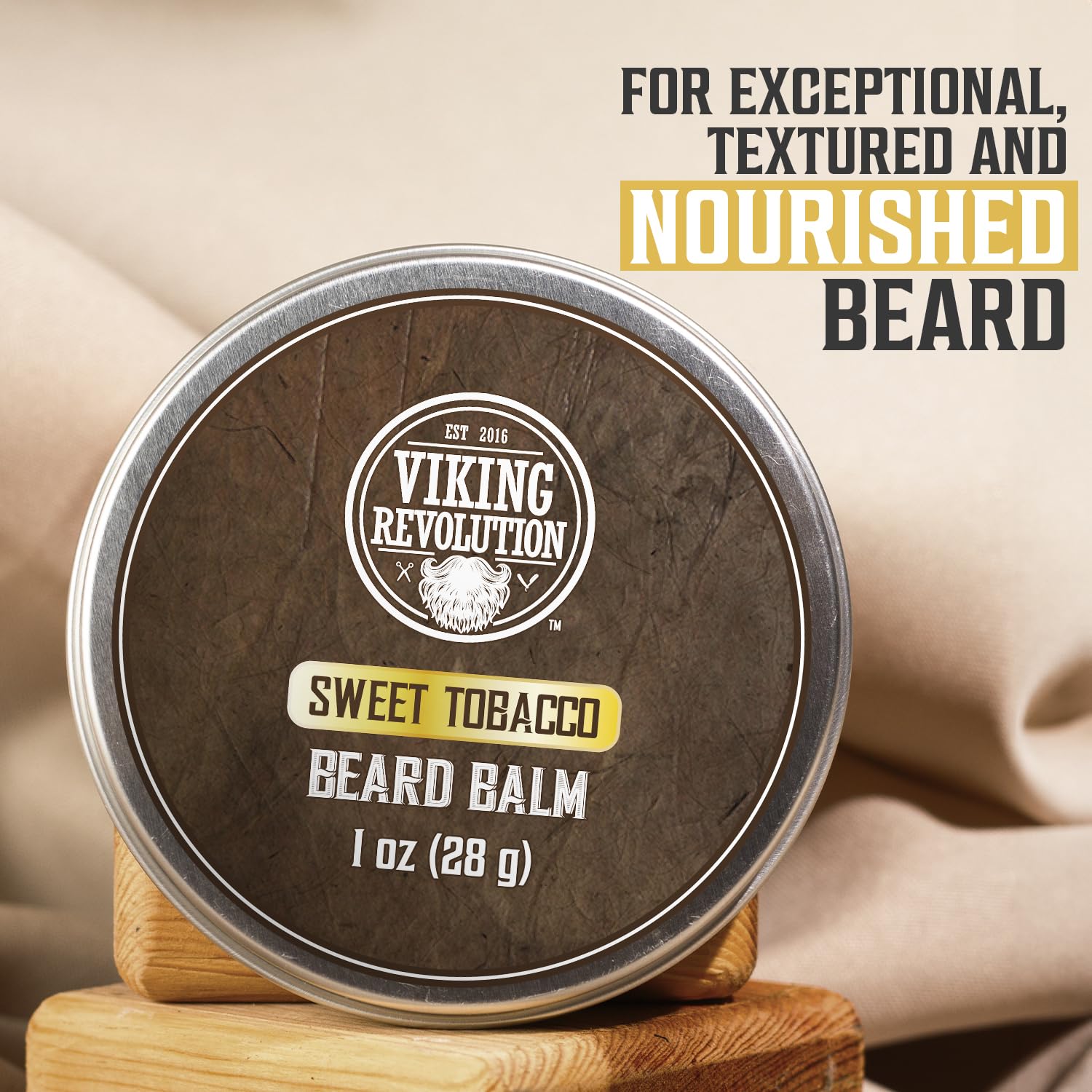 Viking Revolution 4 Beard Balm Variety Pack (1oz Each)- Spiced Vanilla, Sweet Tobacco, Majestic Oud, Citrus - Styles, Strengthens & Softens Beards & Mustaches - Leave in Conditioner Wax for Men