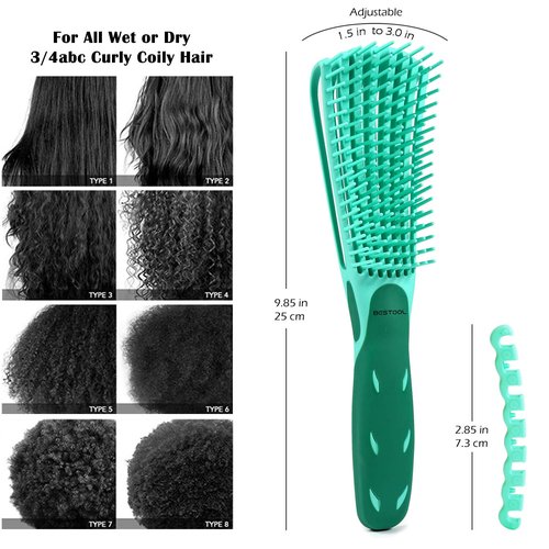 BESTOOL Detangling Brush for Black Natural Hair - Effortlessly Detangle Curly & Afro Textures (Green)