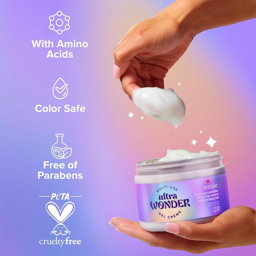 Aussie Ultra Wonder Gel Crème - All-in-One Moisturizing Styler for All Hair Types, 10.1oz