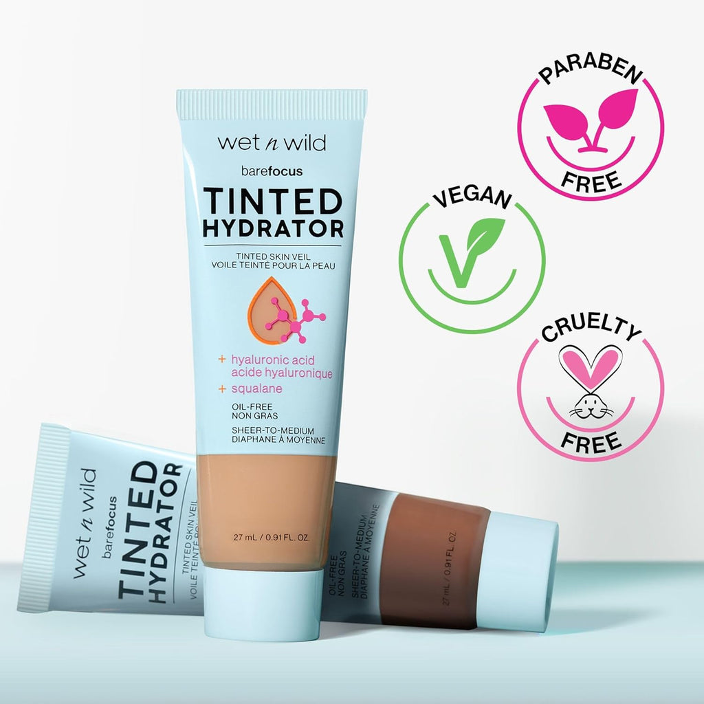 Wet n Wild Bare Focus Tinted Hydrator | Lightweight Buildable Coverage with Hyaluronic Acid - Light Medium