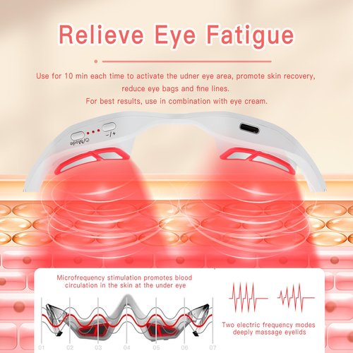 HGHJHVJ Red Light Therapy Eyelift Device, Under Eye Red Light Therapy Massager with Microcurrent, Under Eyes Glasses Treatment Eye Bags Dark Circles Puffiness Wrinkles Fine Lines