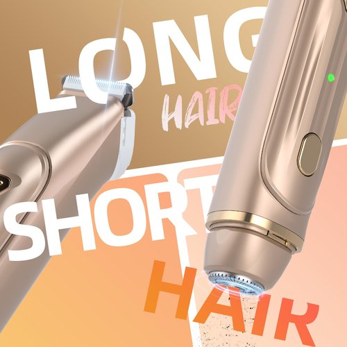 Dermave Bikini Shaver - Bikini Trimmer for Women, Waterproof Electric Dual Head Shaver (Gold)