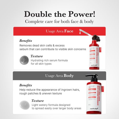 medicube Body Peel Shot with Hypochlorous Acid | Gentle Body Exfoliating Serum for Dead Skin Cells, Rough Patches & Uneven Texture | Rice Extract, Panthenol for Hydrating & Smoothing Care | 9.46 fl.oz