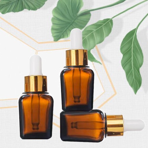 PYAWI 12Pcs 1 oz Square Dropper Bottles for Essential Oils, 30ml Amber Square Bottles with Eye Droppers,tincture bottles,for Essential Oils,Liquids,perfume Travel (Amber -Gold cap)