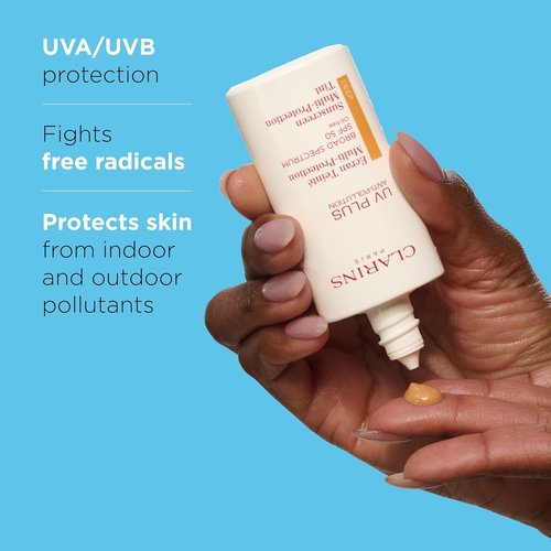 Clarins UV Plus Anti-Pollution Tinted Face Sunscreen - SPF 50 | Lightweight, Oil-Free & Sheer Finish