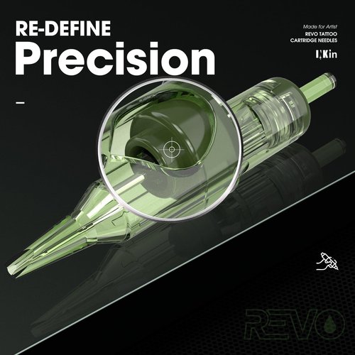 INKin Revo Tattoo Cartridge Needles, 50Pcs Mixed Tattoo Needles Assorted (1003RL 1005RL 1007RL 1207RS 1209RS) Disposable Tattoo Needles with Safety Membrane for Tattoo Pen Machine
