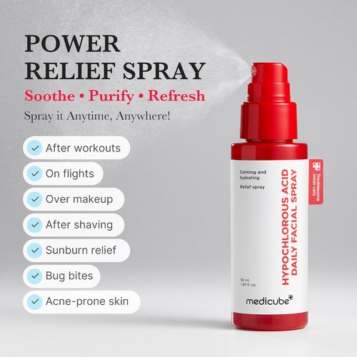 Medicube Power Soothing Spray - Hypochlorous Acid Facial Mist for All Skin Types | 1.69 fl. oz | Daily Skin Solution & Post-Sun Care