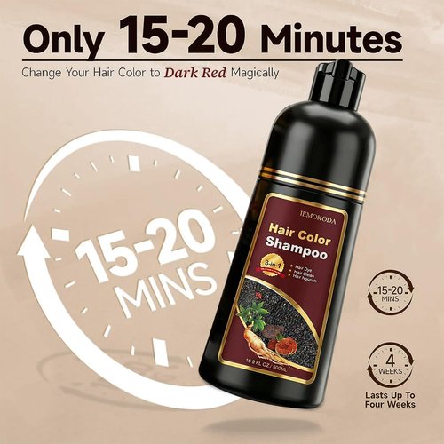 Skiennix Dark Wine Red Hair Dye Shampoo - 100% Gray Coverage for Men & Women | Instant Long-Lasting Color