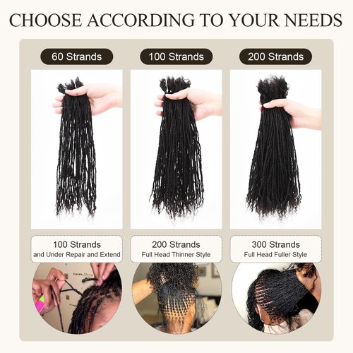 DAIXI Handmade Interlocking Sisterlocks Curly Tips 100% Real Human Hair Permanent Micro Locs Extensions Natural Looking Soft Dreadlocks Can Be Bleached and Dyed (1B - 0.2cm, 8 Inch 30 Strands)