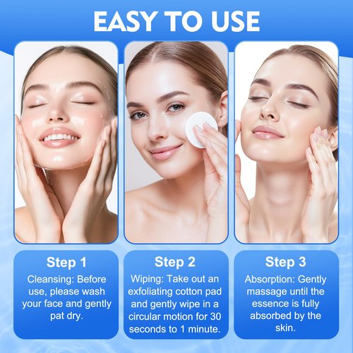 Glycolic Acid Pads, Dual-Sided Facial Exfoliating Pads with Glycolic Acid & Niacinamide to Reduce Wrinkles, Deep Clean Pores and Brighten Skin, for All Skin Types, 60 Count