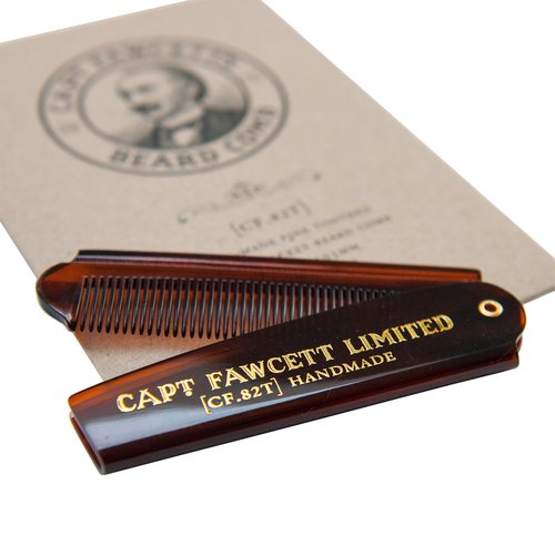 Captain Fawcett Folding Pocket Beard Comb | Hand Crafted | Fine Toothed Hair Comb | 82T | 193mm |